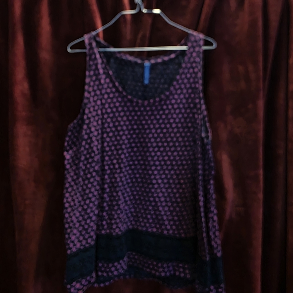 Falls Creek Purple and Black Polka Dot Tank Top